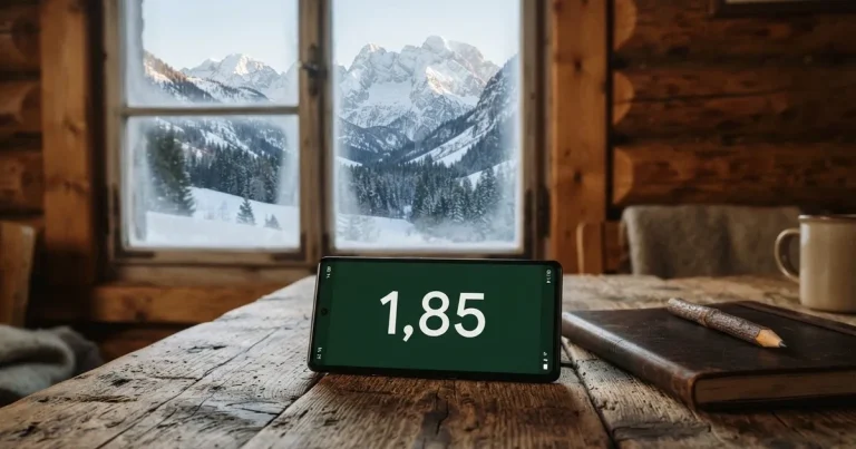 Ein verschneiter Skihang im Winterlicht mit einer leeren Liftspur, im Hintergrund Nadelwald und klarer Himmel, keine Personen.